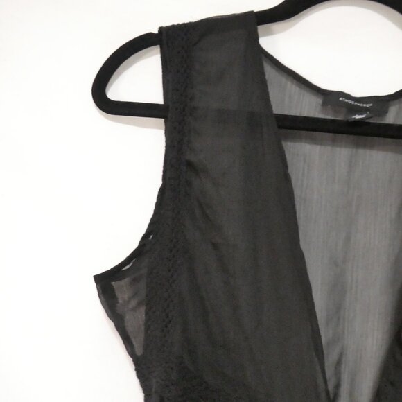 ATMOSPHERE | large | Black Sheer Sleeveless Nightgown With Tie Waist - Picture 3 of 16